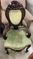 Carved Walnut Victorian Upholstered Chair