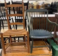 Painted Windsor Arm Chair & Ladder Back Chair
