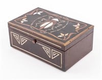 Art Deco Mixed Metal & Abalone Inlaid Wood Box
