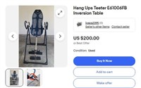 B2376 Hang Ups Teeter E61006FB Inversion Table