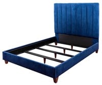 Blue Velvet Upholstered Bed