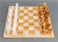 Quartz & Banded Onyx Stone Chess Set