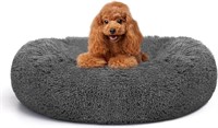24" Dog Calming Bed, Donut Cuddler Nest Warm Soft