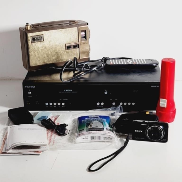VHS/DVD Player, Sony Camera, Vintage GE Radio