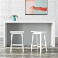 W1595  White Backless Counter Stool Set of 2