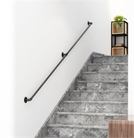 DIYHD Stair Black Pipe Handrail with 3 Wall Mount