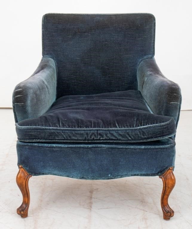 Teal Blue Velvet Upholstered Child's Armchair