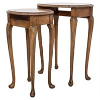 Queen Anne Style Burl Walnut Nesting Tables, 2