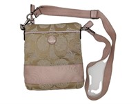 Coach Gold & Pink Linen Small Pouch Bag