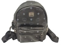 Black Rough Leather Small Studded Backpack