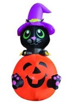 4' Pumpkin Hollow LED Cat & Pumpkin Inflatable