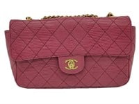 CC Light Magenta Quilted Leather Half-Flap Bag