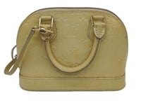 Yellow Embossed Leather Dome-Shaped Satchel