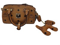 Cognac Leather Mini Boston Bag