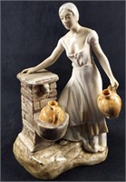 Vintage Ceramic Girl With Water Jugs Lladro Clone