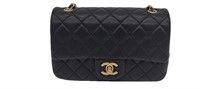 CC Black Quilted Leather Half-Flap Purse
