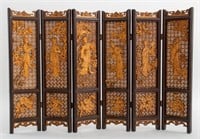 Chinese Six Panel Giltwood Table Screen