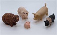 5 Vintage Pigs & Piggies Figurines