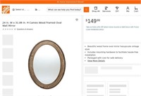 M1209  LuxenHome 24 x 31.89 Cameo Oval Wall Mirr