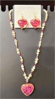 Vintage Lee Sands Heart Necklace & Earring Set