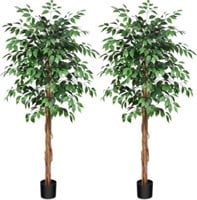 $160 - 2-Pk 6ft Soguyi Artificial Ficus Trree Déco