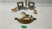 Horse figurines & metal bookends