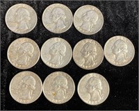 Lot of 10 1964 Silver Quarters