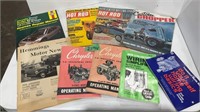 Vintage manuals & car magazines.