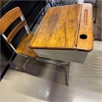 School Desk with Attached Swivel Chair