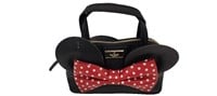 Black Saffiano Leather Red Bow Top Handle Bag