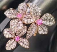 18K Diamond and Sapphire Flower Ring