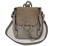 Gray Leather Suede Interior Mini Backpack