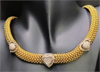 14k Gold Diamond Heart Braided Necklace