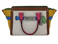 Coach Multi-colored Pebble Leather Satchel Bag