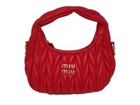 Red Quilted Leather Underarm Shoulder Bag