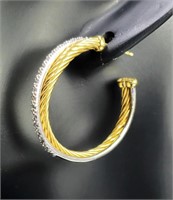 David Yurman 18K Diamond and Gold Hoop Earrings