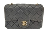CC Dark Gray Quilted Leather Half-Flap Purse