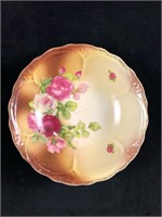 Ceramic Bowl Pink White Gold Brown Roses Flowers S