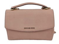 MK Pink Saffiano Leather Half-Flap Satchel Bag
