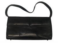 Black Smooth Leather Double-Flap Underarm Purse