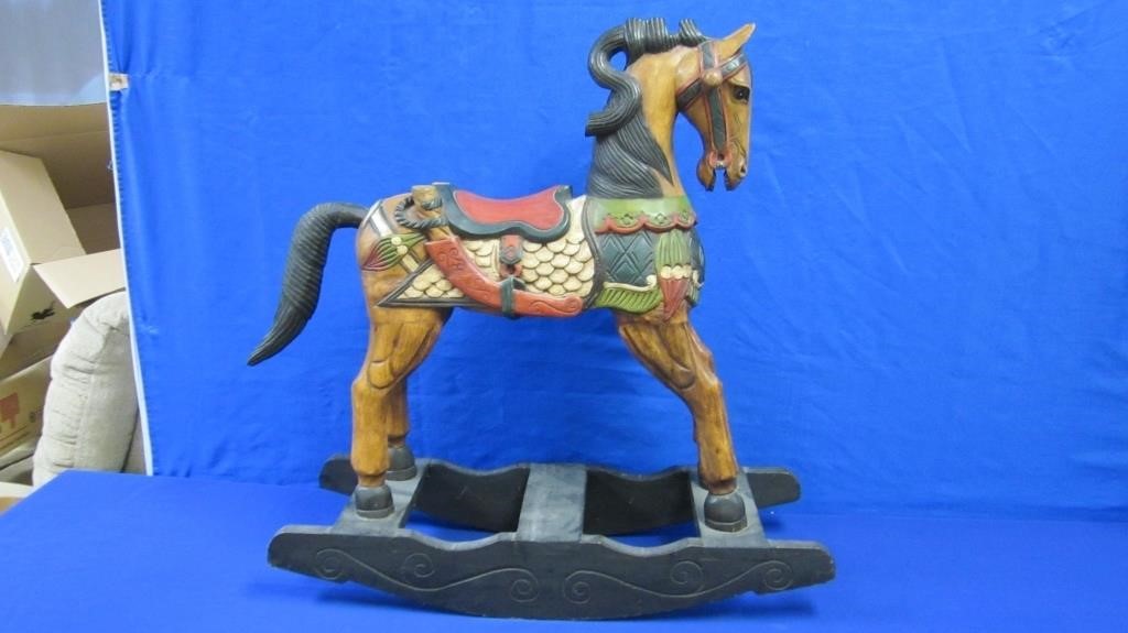 Solid Wood Painted Rocking Horse ,