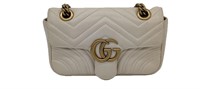 GG Cream Quilted Leather Half-Flap Purse