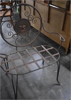 State of Texas Seal Cast Metal Wide Outdoor Chair
