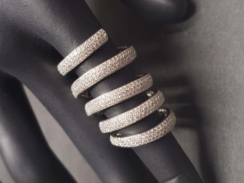 Sterling Silver and Diamond Spiral Ring