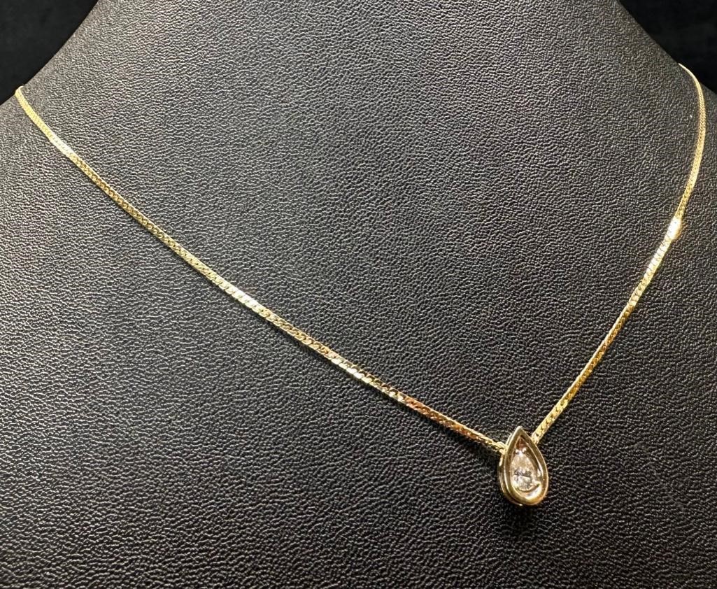14k Gold .35 ct Pear-Cut Diamond Pendant