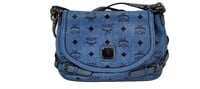 Faded Blue Rough Leather Full Flap Satchel Bag