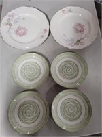 Homer Laughlin - 6 PC Floral / Green Plates