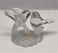 Vintage Frosted & Clear Love Birds Glass Figurine