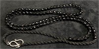 Sterling Clasp Onyx Bead Necklace