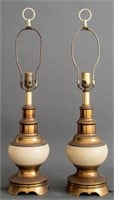 Brass and Ceramic Table Lamps, Pair